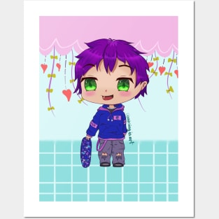 Cute Chibi Skater-Boy Illustration Posters and Art